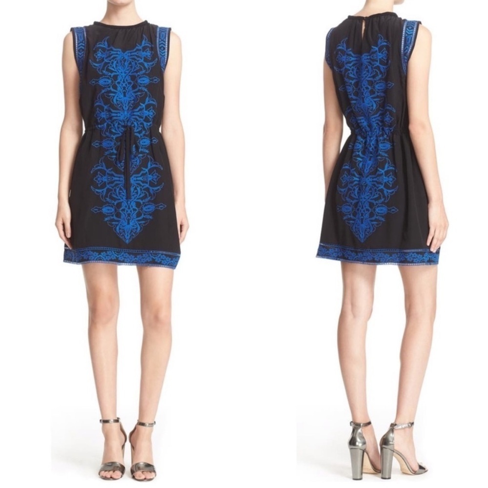 Rebecca Taylor Aztec Sleeveless Embroidered Silk Dress size 6